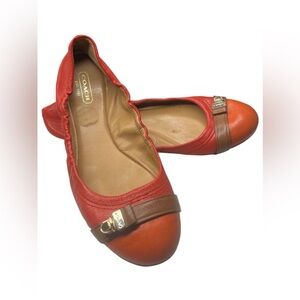 Coach Women’s 8.5 Delphine Orange Red ballet Flats